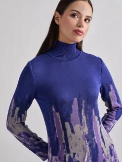 A-Line Watercolor Soft Knit Maxi Dress