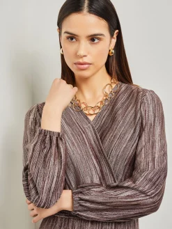 Bishop Sleeve Jacquard Knit Maxi Dress
