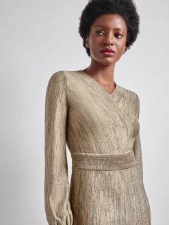 Bishop Sleeve Jacquard Knit Maxi Dress