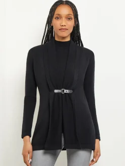 Buckle Detail Shawl Collar Cashmere Cardigan