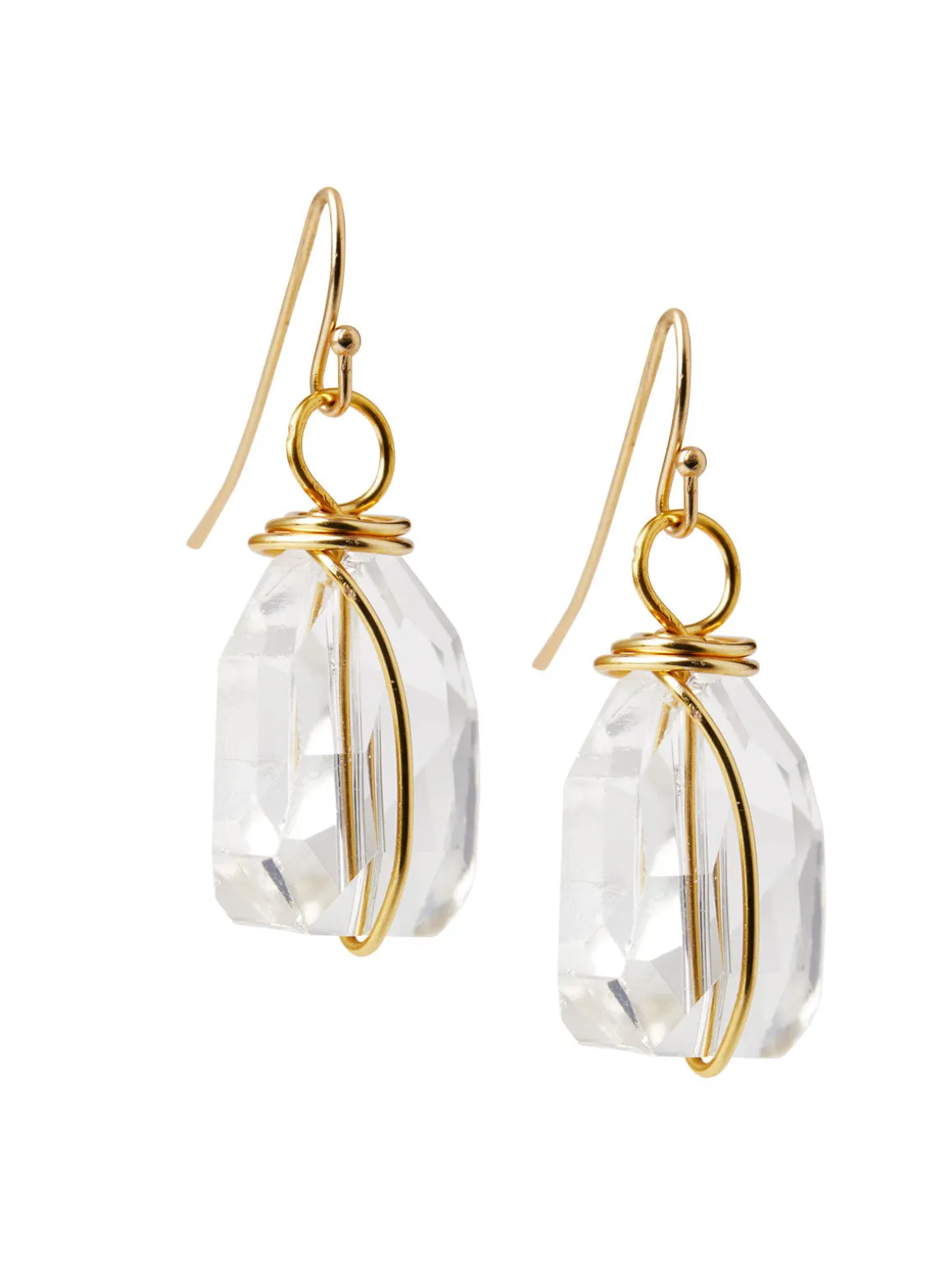 Handmade Crystal Nugget Wire Wrapped Earring