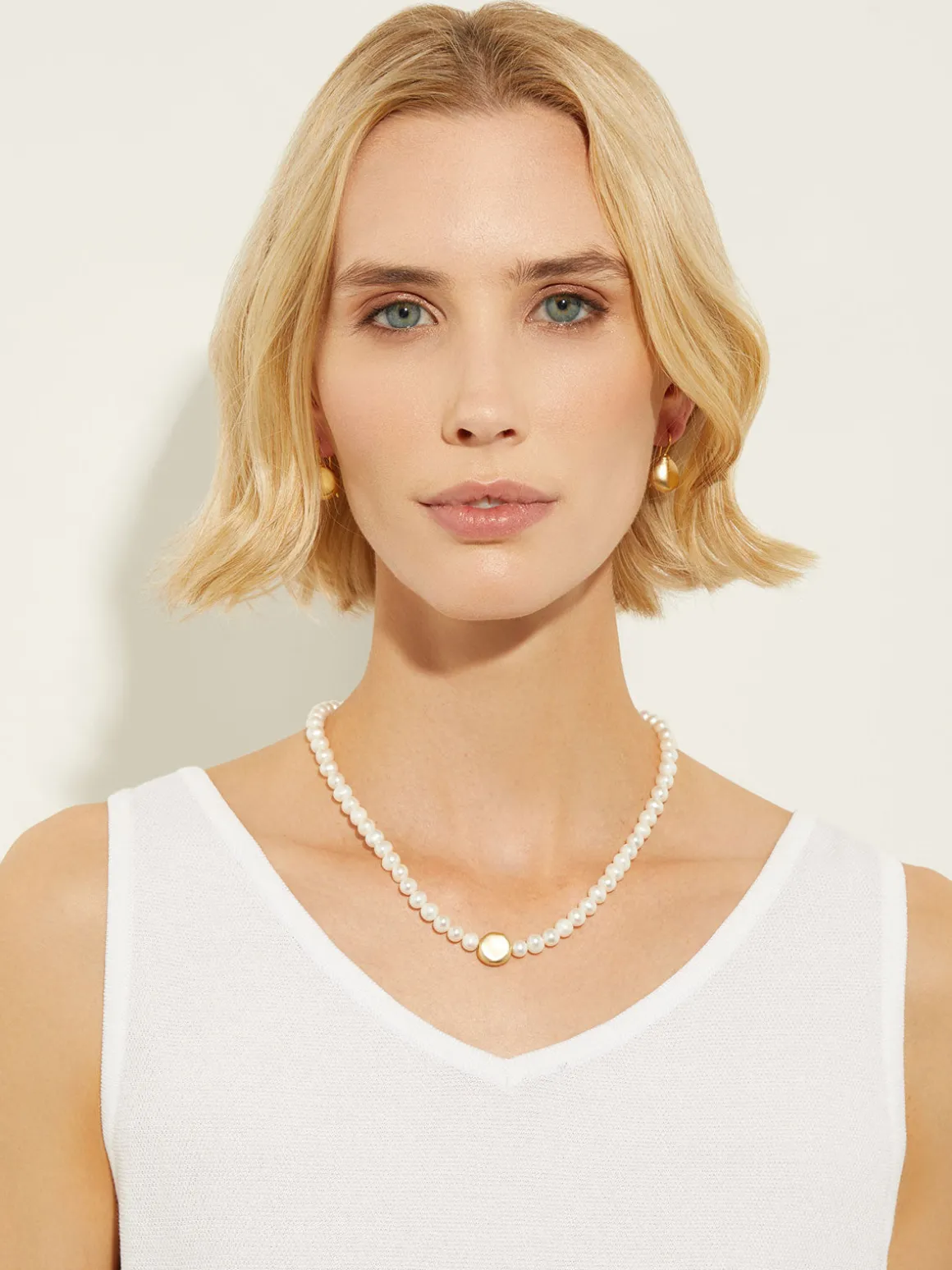 Handmade Gold Nugget Freshwater Pearl Necklace