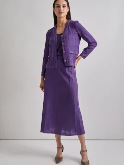 Heritage Fit Braided Trim Tonal Zig-Zag Knit Cardigan