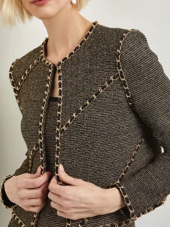 Heritage Fit Curbed Chain Trim Lurex Knit Jacket
