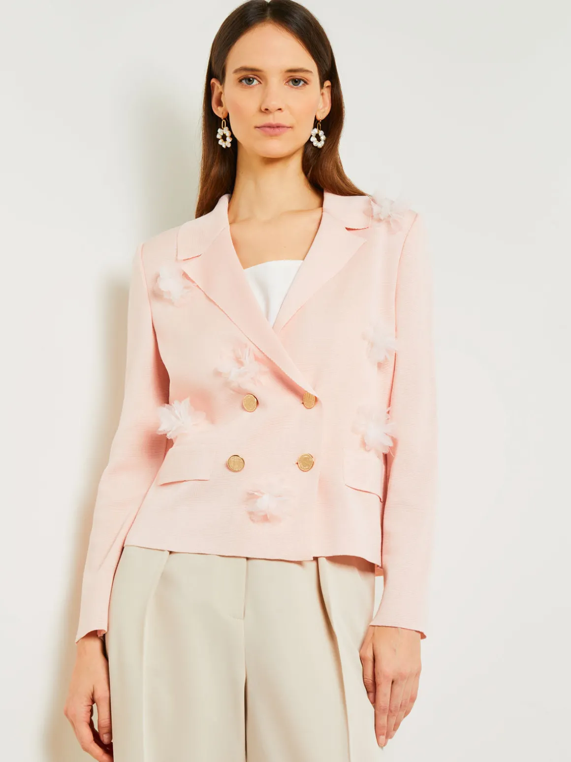 Heritage Fit Double Breasted Jacket - Floral Applique Knit