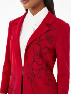 Heritage Fit Floral Embroidery Long Knit Jacket