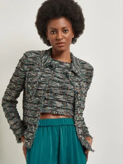 Heritage Fit Lapel Jacket - Fringe Trim Tweed Knit