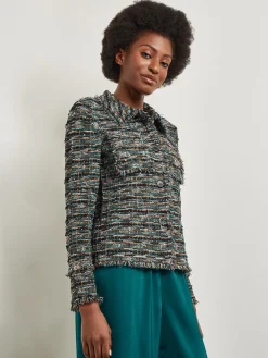 Heritage Fit Lapel Jacket - Fringe Trim Tweed Knit