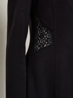 Lace Accent Tailored Knit Blazer