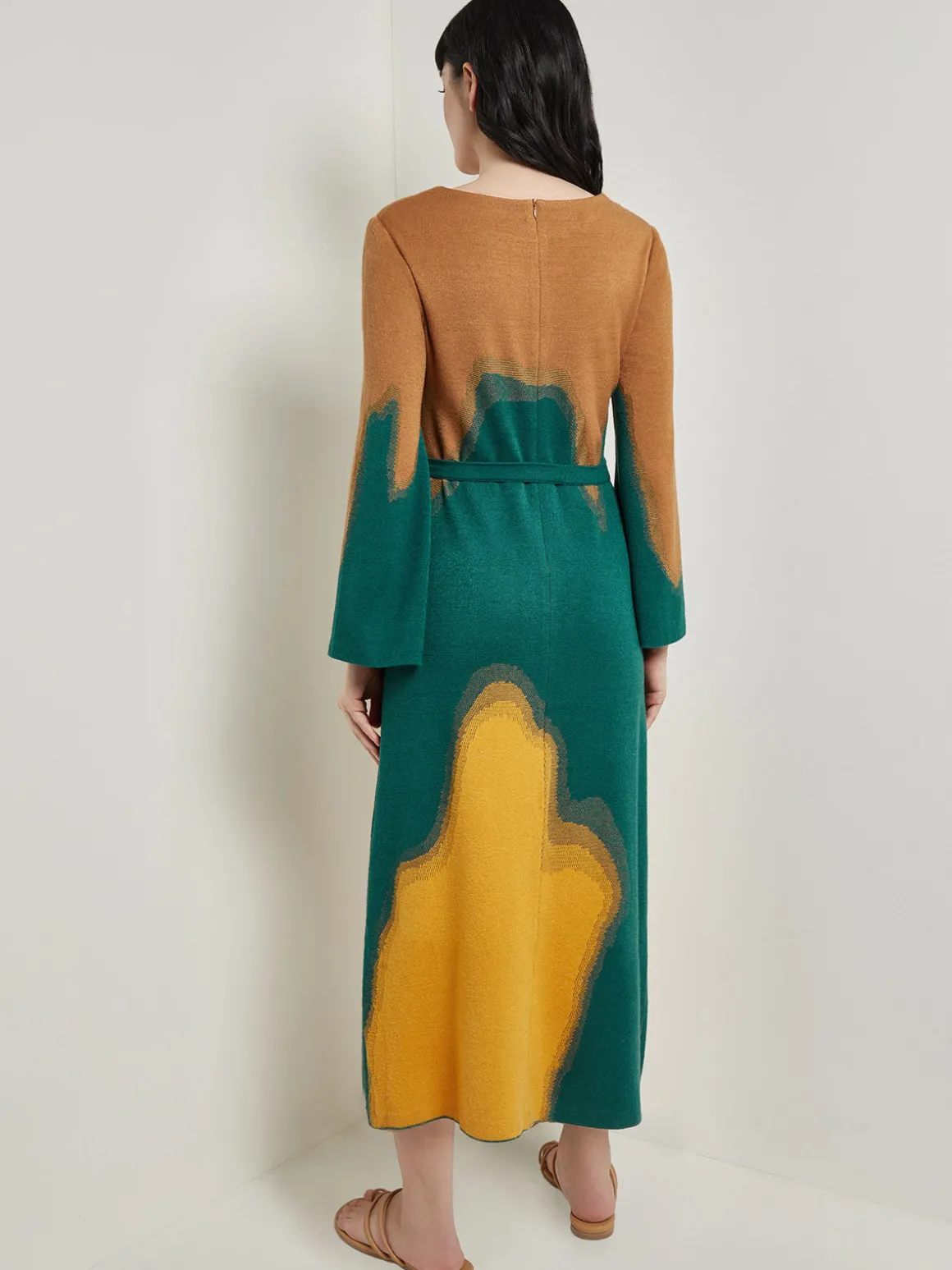 Maxi Shift Dress - Abstract Jacquard Cozy Knit