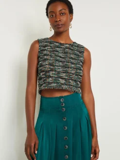 Modern Fit Cropped Tweed Knit Tank