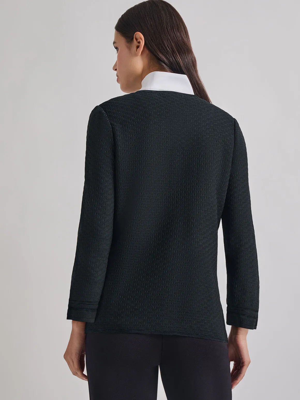 Open Neck Tonal Detail Jacket