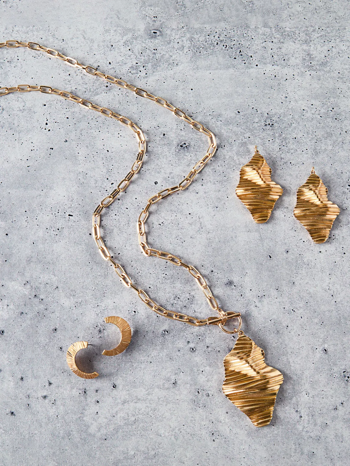Ripple Textured Warm Gold Earrings