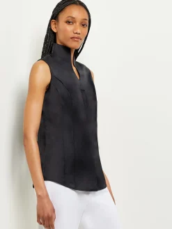 Sleeveless Stretch Cotton Blouse