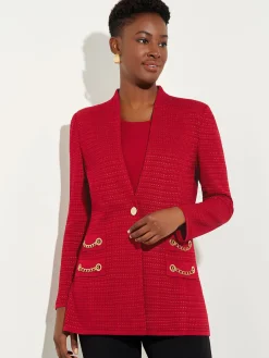 Tailored Fit Chain Detail Textured Knit Blazer