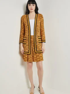 Tailored Fit Jacket - Contrast Trim Tweed Knit