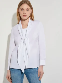 Tie-Neck Cotton Poplin Blouse