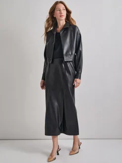 Vegan Leather Cropped Moto Jacket